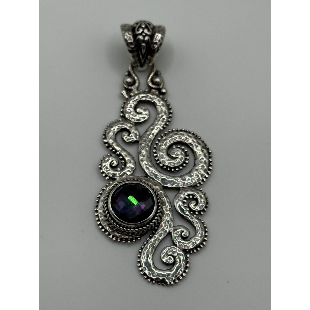 Sarda Sterling Silver Mystic Quartz Swirl Design Pendant